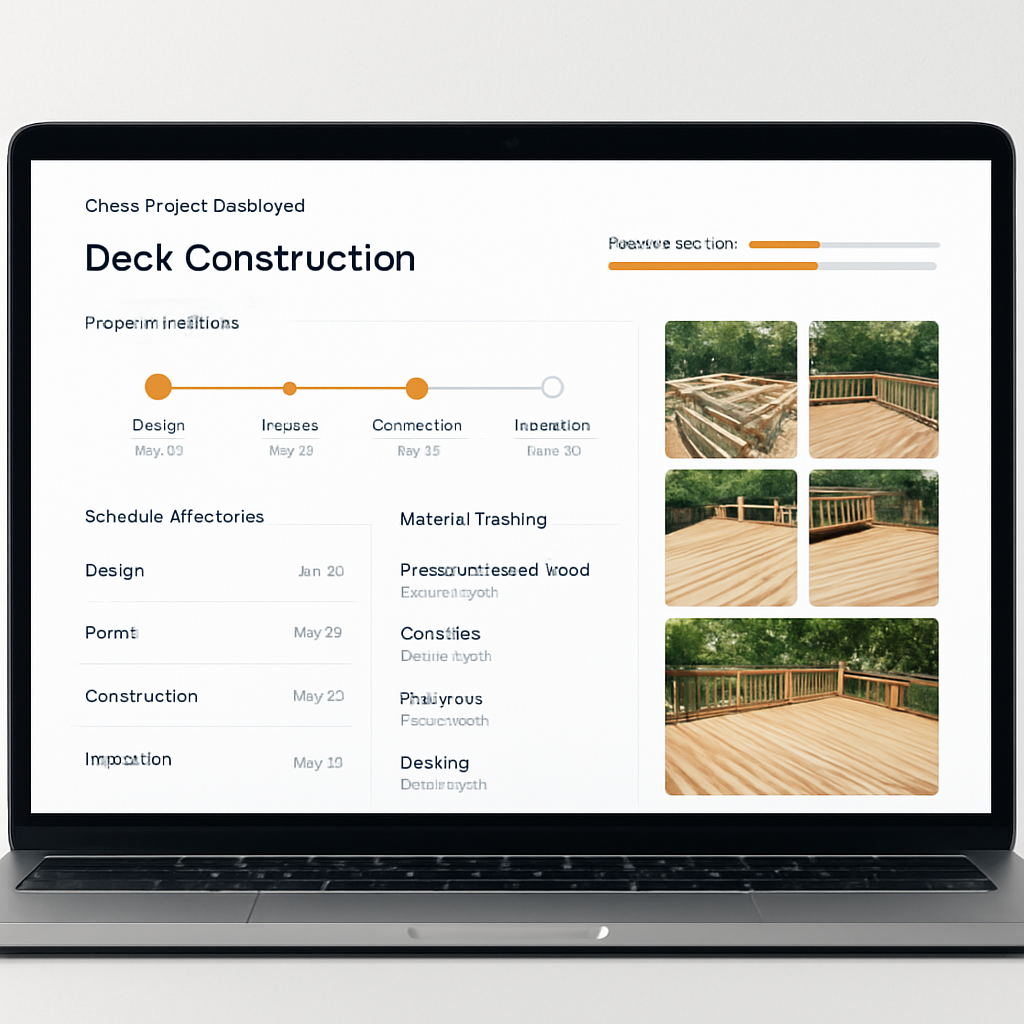 Sapphire Remodeling client project dashboard showing schedule, materials, and progress photos